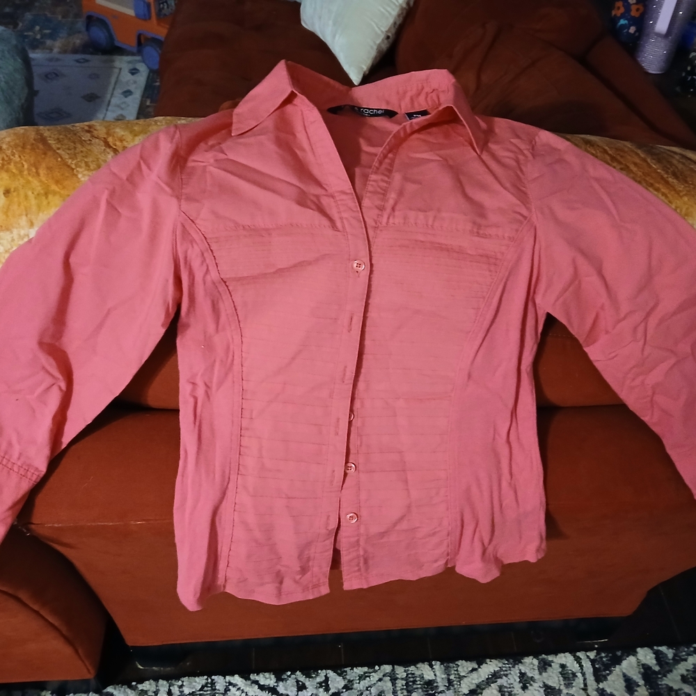 Zac & Rachel Coral Button-Up Blouse